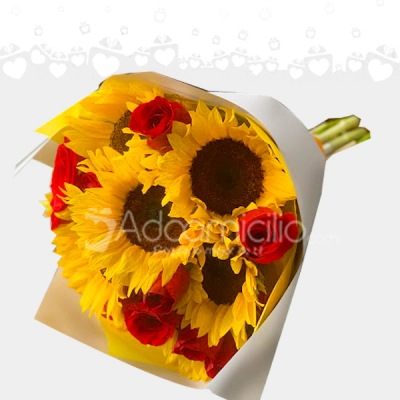 Arreglo Especial Amor Y Amistad A Domicilio En Armenia Rosas Y Girasoles Pedido Con Un Dia De Anticipado 