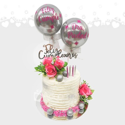 Torta Metallic Pink Cumpleaños a Domicilio Para 20 Personas Pedido Solicitado Con 4 Días De Anticipación  