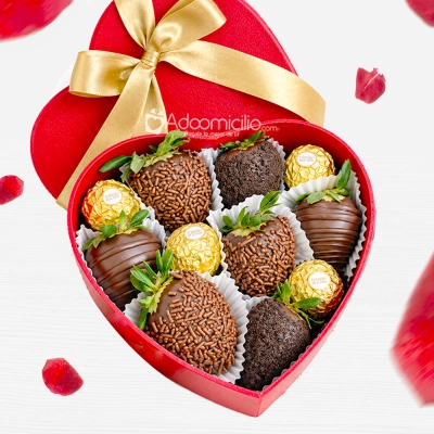 Corazón De Fresas Con Chocolate Para Amor Y Amistad A Domicilio En Medellín Pedido Con Un Día De Anticipación