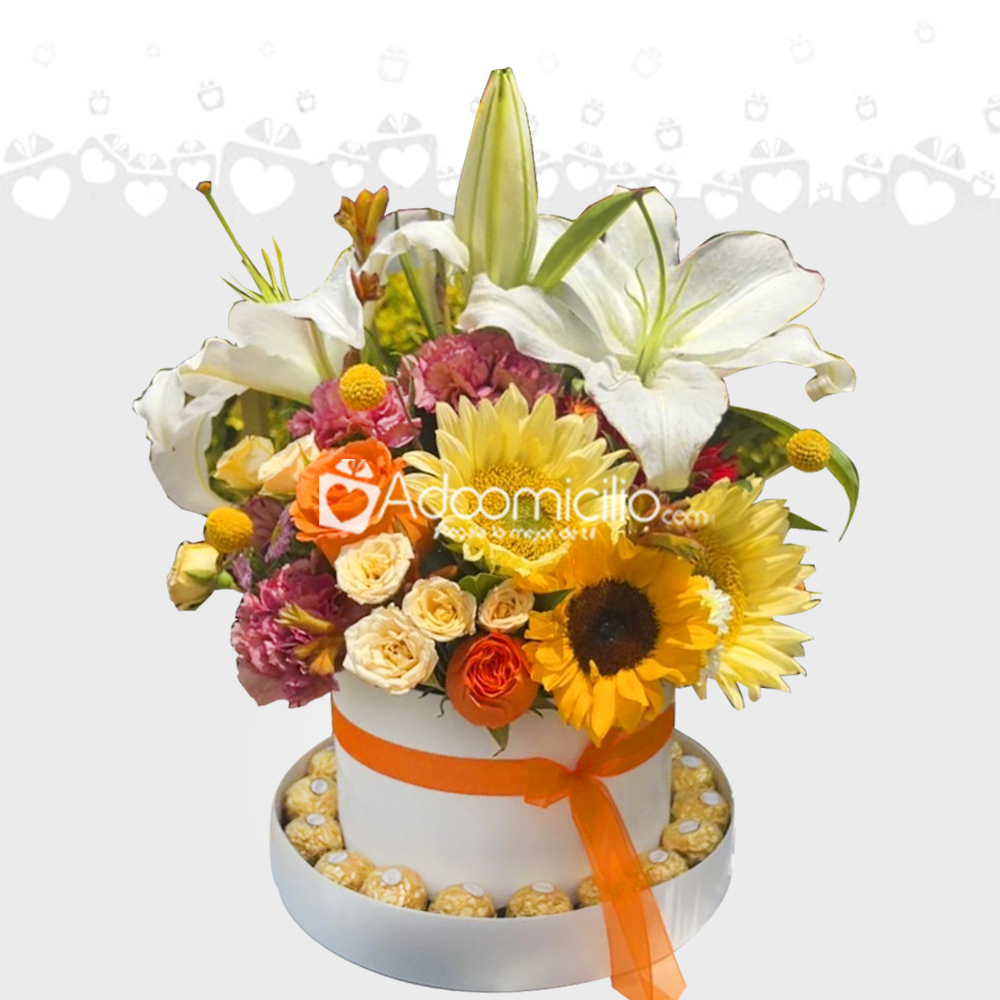 Chocolates Con Arreglo Floral Mixto A Domicilio En Bogotá Pedido Con Un Día De Anticipación