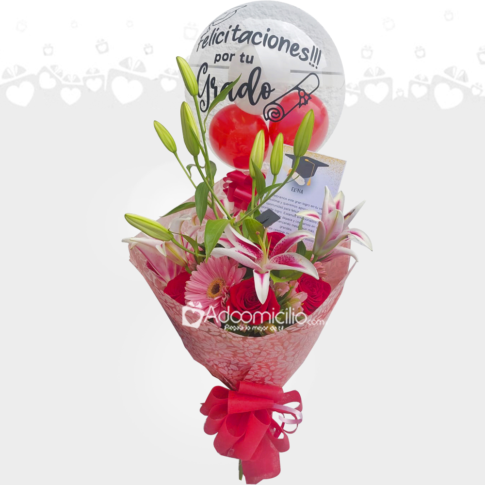 Bouquet Mixto Con Lirios Para Grado A Domicilio En Bogotá Pedido Con Un Día De Anticipación 