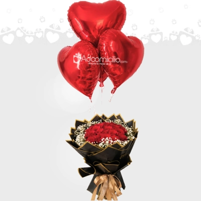 Bouquet De Rosas Con Globos A Domicilio En Barranquilla 