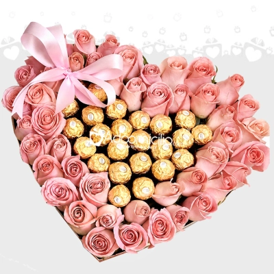 Corazón De Rosas Y Chocolates A Domicilio En Barranquilla 