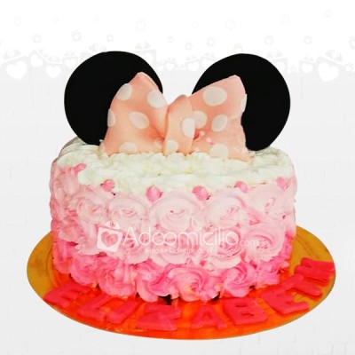 Torta Minnie Mouse Personalizada De Una Libra Decorada Con Crema Y Fondant A Domicilio En Cartagena Pedido Con Un Dia De Anticipación