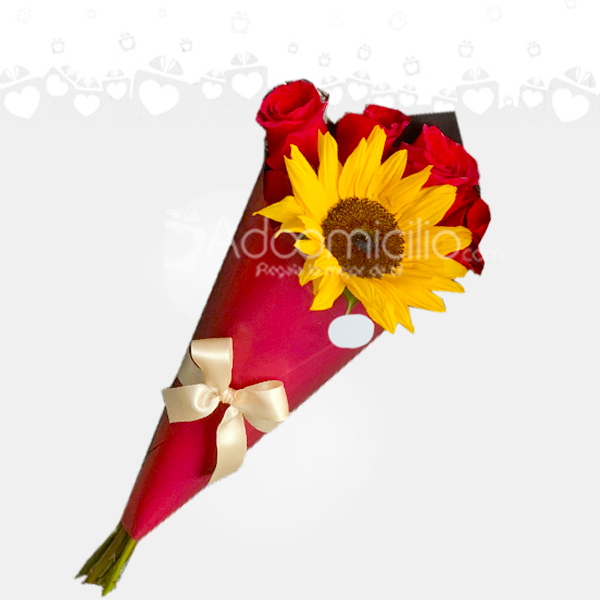 Bouquet De Rosas Y Girasol A Domicilio En Armenia Pedido Con Un Día De Anticipación 