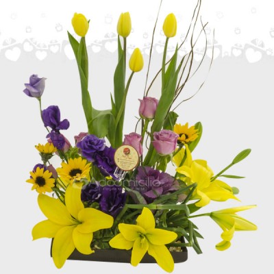 Envía Arreglo Floral de tulipanes amarillos en cdmx 
