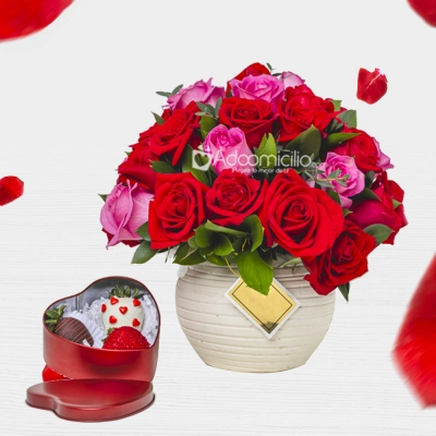 Rosas Y Fresas Con Chocolate Para Amor Y Amistad A Domicilio En Medellín Pedido Con Un Día De Anticipación