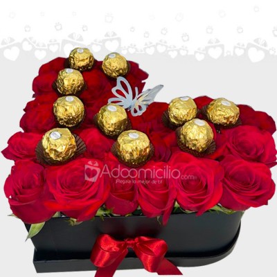Corazón De Rosas Con Chocolates Para Mujer A Domicilio En Pereira Pedido Con Un Día De Anticipación 