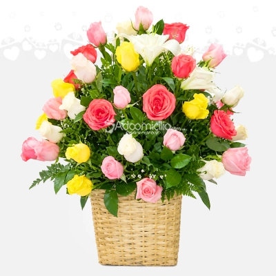 Canasta Con Rosas A Domicilio En Cali 